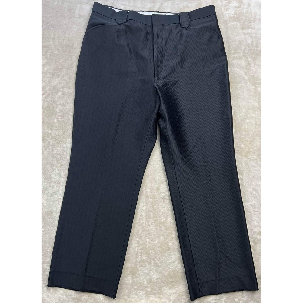 Saxifon USA Western Mens Black Ribbed Textured Dress Pants 36x28 Vintage